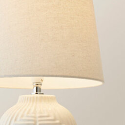 Valuelights Harrison Tapered Lamp Shade White Geometric Ribbed Pattern Gloss Small Table Lamp - thumbnail 4