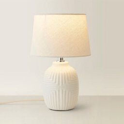 Valuelights Harrison Tapered Lamp Shade White Geometric Ribbed Pattern Gloss Small Table Lamp - thumbnail 2