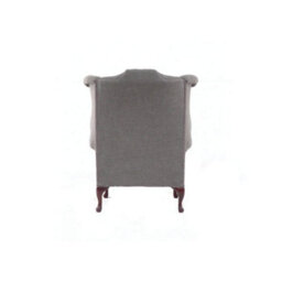 Chesterfield High Back Wing Chair Charles Slate Real Linen Fabric In Queen Anne Style - thumbnail 9