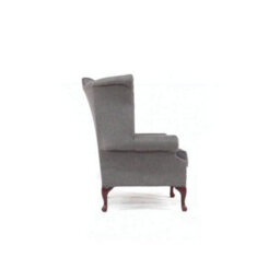 Chesterfield High Back Wing Chair Charles Slate Real Linen Fabric In Queen Anne Style - thumbnail 6