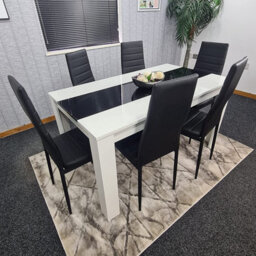 Kitchen Dining Set For 6 Wooden Dining Table And 6 Black Chairs Dining Set For 6 Furniture Kosy Koala - thumbnail 8