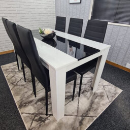 Kitchen Dining Set For 6 Wooden Dining Table And 6 Black Chairs Dining Set For 6 Furniture Kosy Koala - thumbnail 4