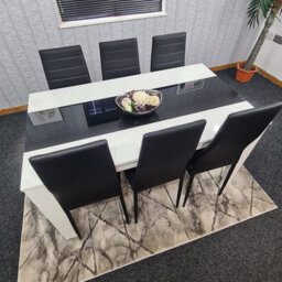 Kitchen Dining Set For 6 Wooden Dining Table And 6 Black Chairs Dining Set For 6 Furniture Kosy Koala - thumbnail 1