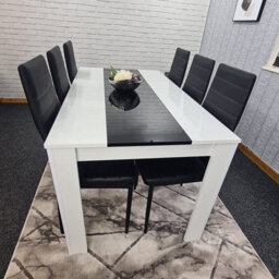 Kitchen Dining Set For 6 Wooden Dining Table And 6 Black Chairs Dining Set For 6 Furniture Kosy Koala - thumbnail 6