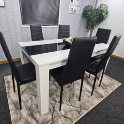 Kitchen Dining Set For 6 Wooden Dining Table And 6 Black Chairs Dining Set For 6 Furniture Kosy Koala - thumbnail 2