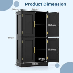 Kitchen Cupboard Cabinet Bathroom Floor Storage Cabinet-Black - thumbnail 2