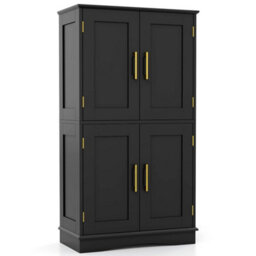 Kitchen Cupboard Cabinet Bathroom Floor Storage Cabinet-Black - thumbnail 1