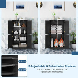 Kitchen Cupboard Cabinet Bathroom Floor Storage Cabinet-Black - thumbnail 4
