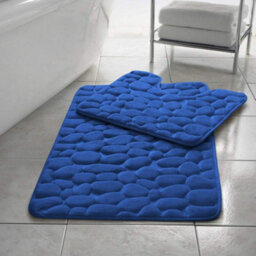 Homes & Linen Stone Pebbles Bath Mat Set Non Slip Pedestal Set Extra Absorbent 100% Memory Foam Bathroom Toilet Mat Rug Set