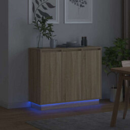 Berkfield Modern Led Sideboard In Sonoma Oak - 90X32X75 Cm - Engineered Wood - thumbnail 6