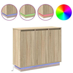 Berkfield Modern Led Sideboard In Sonoma Oak - 90X32X75 Cm - Engineered Wood - thumbnail 4