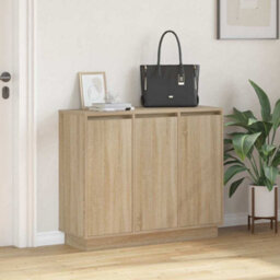 Berkfield Modern Led Sideboard In Sonoma Oak - 90X32X75 Cm - Engineered Wood - thumbnail 5