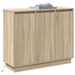 Berkfield Modern Led Sideboard In Sonoma Oak - 90X32X75 Cm - Engineered Wood - thumbnail 3