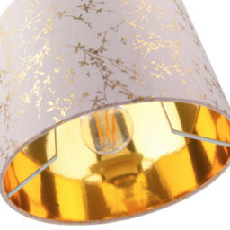 Happy Homewares Modern Soft Pink Cotton Fabric 12 Lamp Shade With Gold Foil Floral Decoration - thumbnail 5