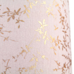 Happy Homewares Modern Soft Pink Cotton Fabric 12 Lamp Shade With Gold Foil Floral Decoration - thumbnail 4