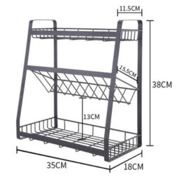 Metal Storage Rack Unit Shelf Space Saving Tidy Organizer Cupboard Kitchen Home - thumbnail 2