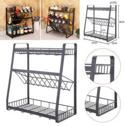 Metal Storage Rack Unit Shelf Space Saving Tidy Organizer Cupboard Kitchen Home - thumbnail 3