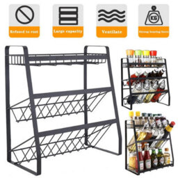 Metal Storage Rack Unit Shelf Space Saving Tidy Organizer Cupboard Kitchen Home - thumbnail 4