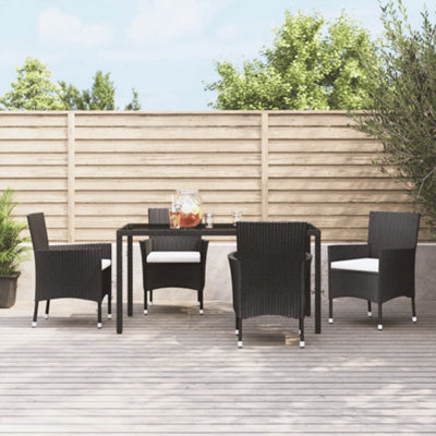 Garden Chairs With Cushions 4 Pcs Black Poly Rattan - image 1