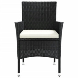 Garden Chairs With Cushions 4 Pcs Black Poly Rattan - thumbnail 4