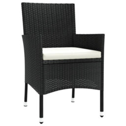 Garden Chairs With Cushions 4 Pcs Black Poly Rattan - thumbnail 3