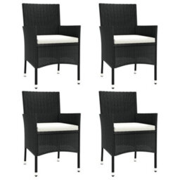 Garden Chairs With Cushions 4 Pcs Black Poly Rattan - thumbnail 2