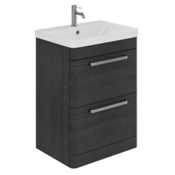 Plum&clay Emery Textured Black Floor Standing Bathroom Vanity Unit & Basin Set With Nickel Handles (W)60Cm (H)86Cm - thumbnail 1