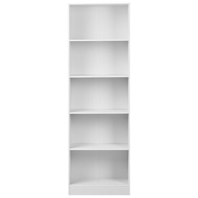 Wyld And Coco White 5-Shelf Bookcase, Particle Board, 5-Tier Scandinavian Storage Unit, W55 X D30 X H174Cm - image 1
