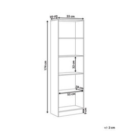 Wyld And Coco White 5-Shelf Bookcase, Particle Board, 5-Tier Scandinavian Storage Unit, W55 X D30 X H174Cm - thumbnail 4
