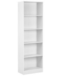 Wyld And Coco White 5-Shelf Bookcase, Particle Board, 5-Tier Scandinavian Storage Unit, W55 X D30 X H174Cm - thumbnail 3
