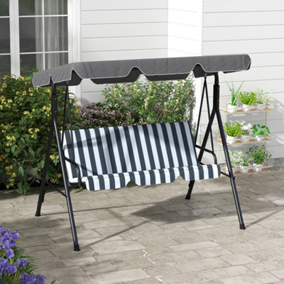 Outsunny Outdoor Metal Hammock Swing Chair 3-Seater Patio Bench Garden Grey - image 1