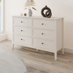 Melody Maison Large 6 Drawer Chest Of Drawers And Pair Of 3 Drawer Bedside Tables - Rowley Pale Cream Range - thumbnail 4