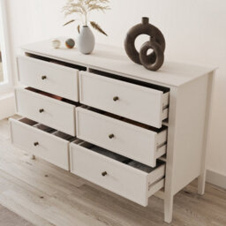 Melody Maison Large 6 Drawer Chest Of Drawers And Pair Of 3 Drawer Bedside Tables - Rowley Pale Cream Range - thumbnail 6