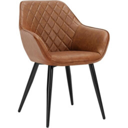 Brown Faux Leather Padded Dining Armchair Kitchen Restaurant Seat