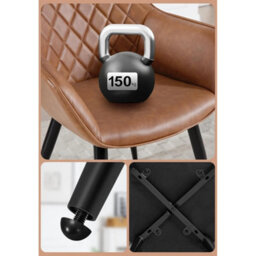 Brown Faux Leather Padded Dining Armchair Kitchen Restaurant Seat - thumbnail 3