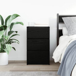 Berkfield Bedside Cabinet With 3 Drawers Black 39X35X65 Cm - thumbnail 3