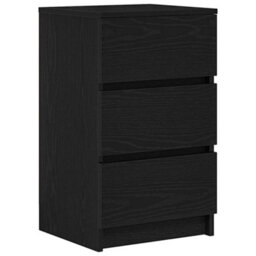 Berkfield Bedside Cabinet With 3 Drawers Black 39X35X65 Cm - thumbnail 2
