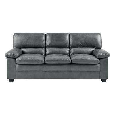 Bravich Oxford Slate Grey Faux Leather Sofa - 3 Seater - image 1