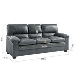 Bravich Oxford  Slate Grey Faux Leather Sofa - 3 Seater - thumbnail 4