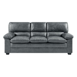 Bravich Oxford  Slate Grey Faux Leather Sofa - 3 Seater