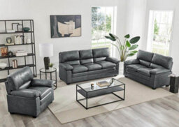 Bravich Oxford  Slate Grey Faux Leather Sofa - 3 Seater - thumbnail 6