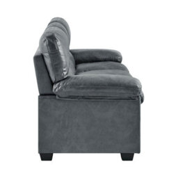 Bravich Oxford  Slate Grey Faux Leather Sofa - 3 Seater - thumbnail 7