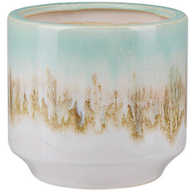 Beliani Flower Vase Cyme Stoneware 15 Cm Mint Green - image 1