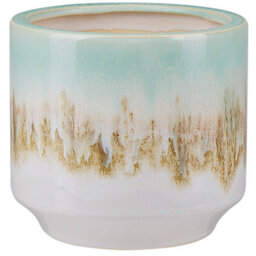 Beliani Flower Vase Cyme Stoneware 15 Cm Mint Green - thumbnail 1