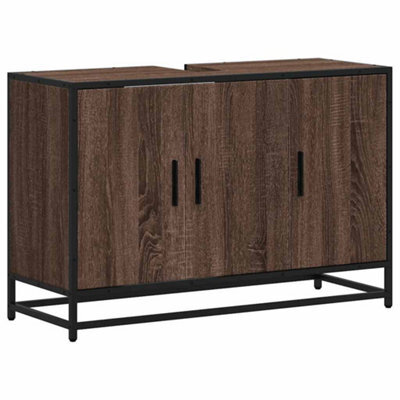 Berkfield Industrial Bathroom Sink Cabinet Brown Oak 90X33X60 Cm Engineered Wood
