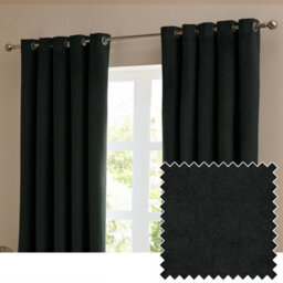furn. Furn The Ultimate Velvet Room Darkening Eyelet Curtain Pair, Black, (W) 117 X (D) 137Cm