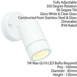 Ip44 Outdoor Adjustable Spotlight Gloss White Gu10 Dimmable Accent Downlight - thumbnail 2