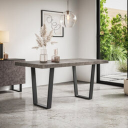 More4Homes Aria Dining Table And Chairs -  Concrete Effect Table Top W Black Legs + Nova Faux Leather Dining Chair Set Of 6 (Grey) - thumbnail 2