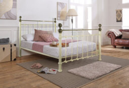Save On Goods UK 5Ft King Size Brass Finish,ivory Cream,traditional Antique Victorian Metal Bed Frame - thumbnail 2