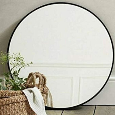 Deenz Round Mirror - Black 80Cm Deep Aluminium Frame Wall Mounted Mirror Bathroom Living Room A Must Have Mirror Very Good Size - image 1